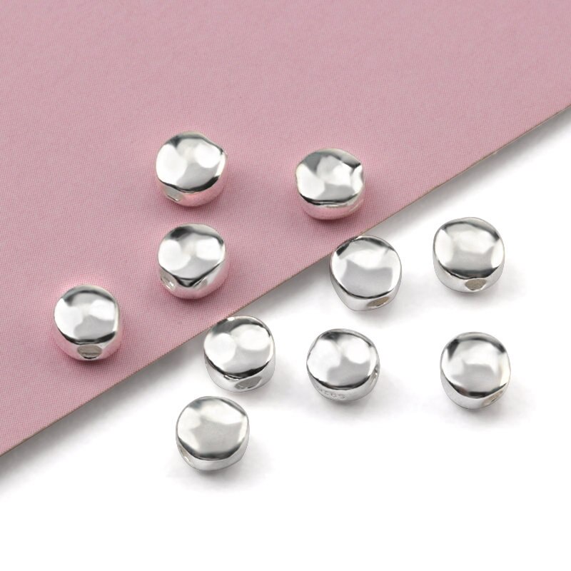 4gaya925 Sterling Silver Longgar Spacer Beads S925 Bintang Segitiga Bulan Bulat Manik-Manik Gelang Kalung Aksesoris Diy 5 Pcs/Lot