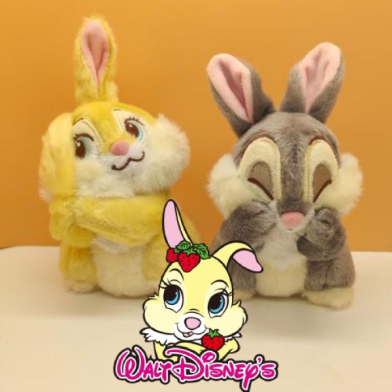 Adorable Grey Samper Rabbit And Yellow Bonnie Rabbit Mainan Mewah