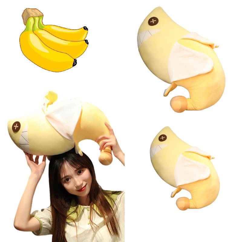 Bantal Mainan Mewah Banana Shark Empuk Dan Cuddly
