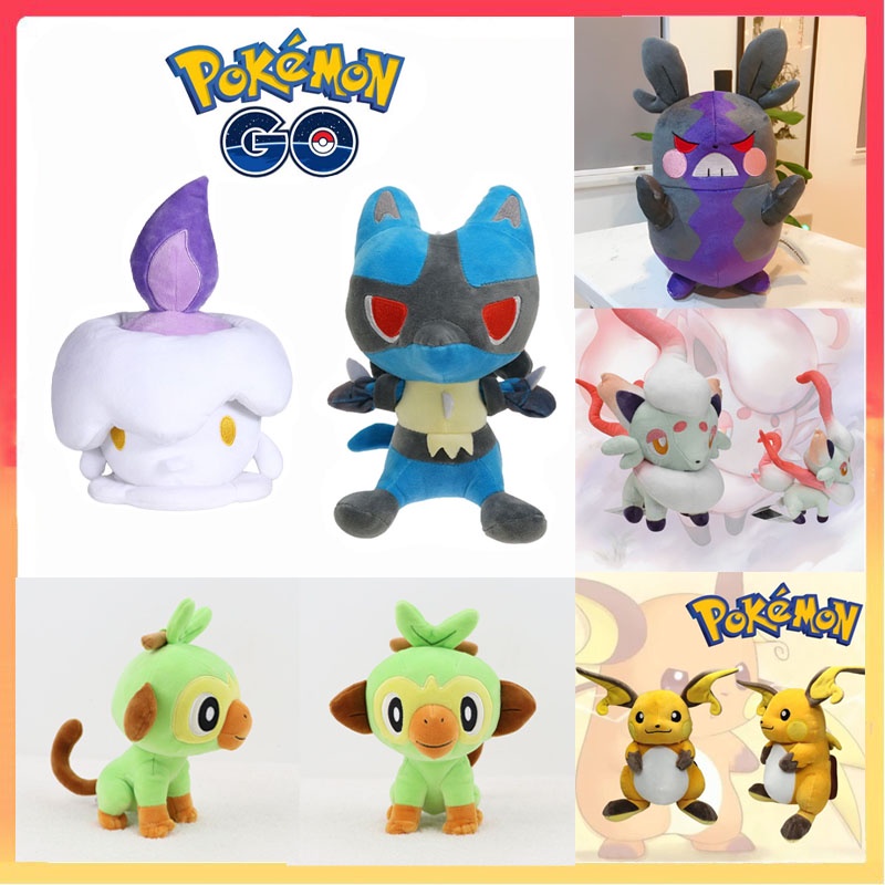 25 cm Pokemon Morpeko Zorua Lucario Litwick Grookey Raichu Mainan Mewah Permainan Kartun Boneka Cowok Cewek Hadiah Ulang Tahun Natal