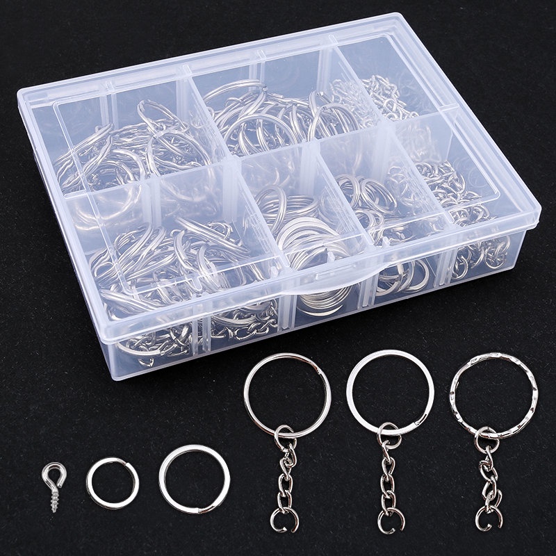 Top Quality Metal Key Chain Set Bulat Split Ring Kunci Mobil Dekorasi Untuk Pria Wanita Hadiah Gantungan Kunci Membuat Perhiasan Finding DIY