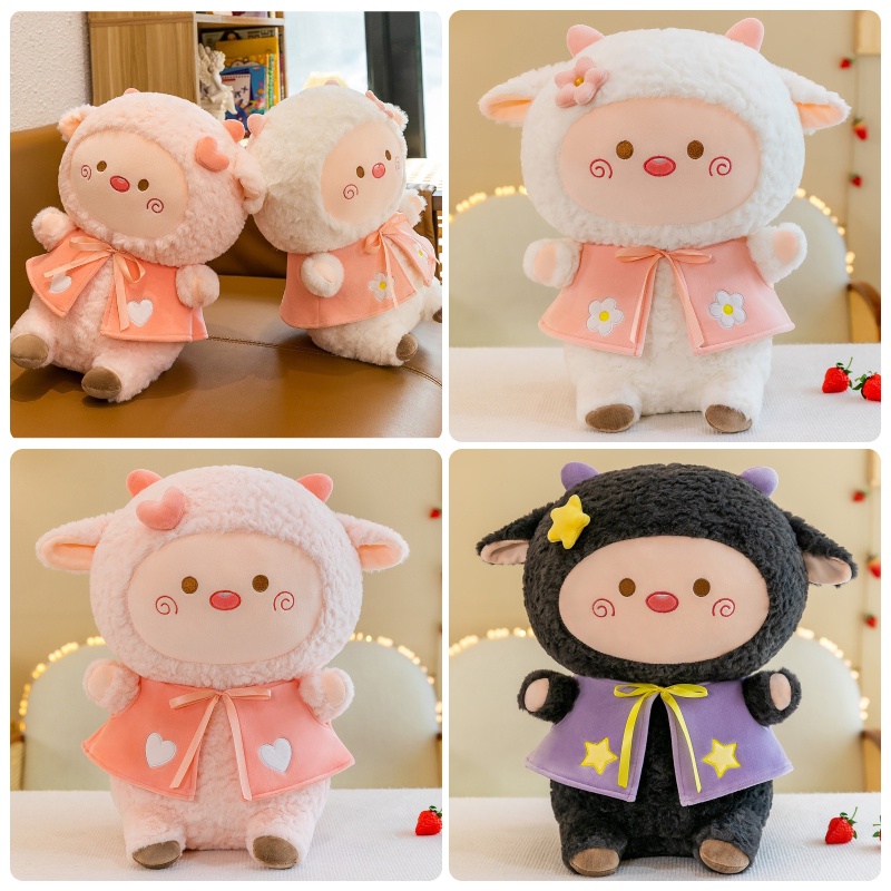 Mainan Boneka Domba Plush Pendek Plushie Hewan Dekorasi Rumah Untuk Anak 35 /45 /60 /85cm