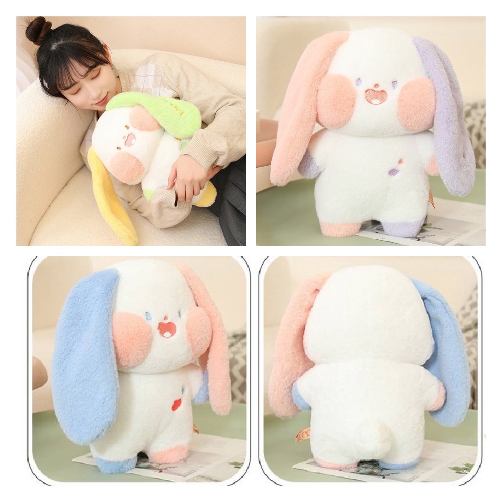 Lovely Rabbit Stuffed Animal Dengan Wajah Dan Telinga Kartun Lucu