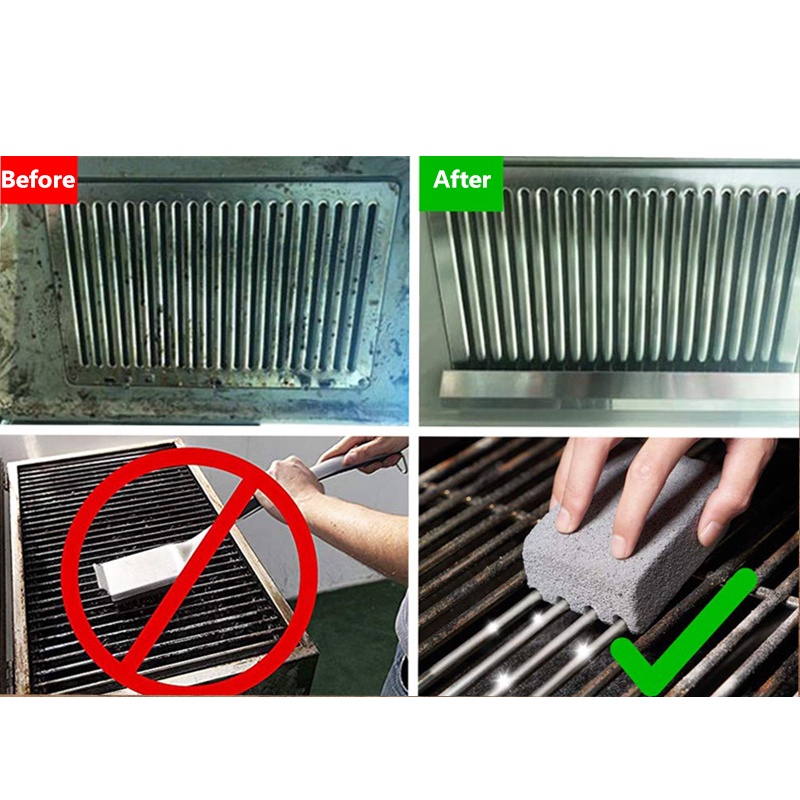 Sikat Pembersih Panggangan BBQ Brick Block Pot Brush Barbecue Cleaning Stone Pumice Brick Untuk Rak Barbekyu Alat Dapur Luar Ruangan