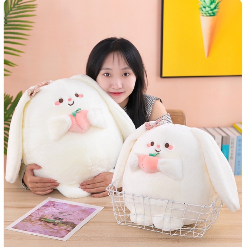 Fuzzy Bunny Peach Plushie Bantal Anak Perempuan Boneka Bantal Binatang Nyaman