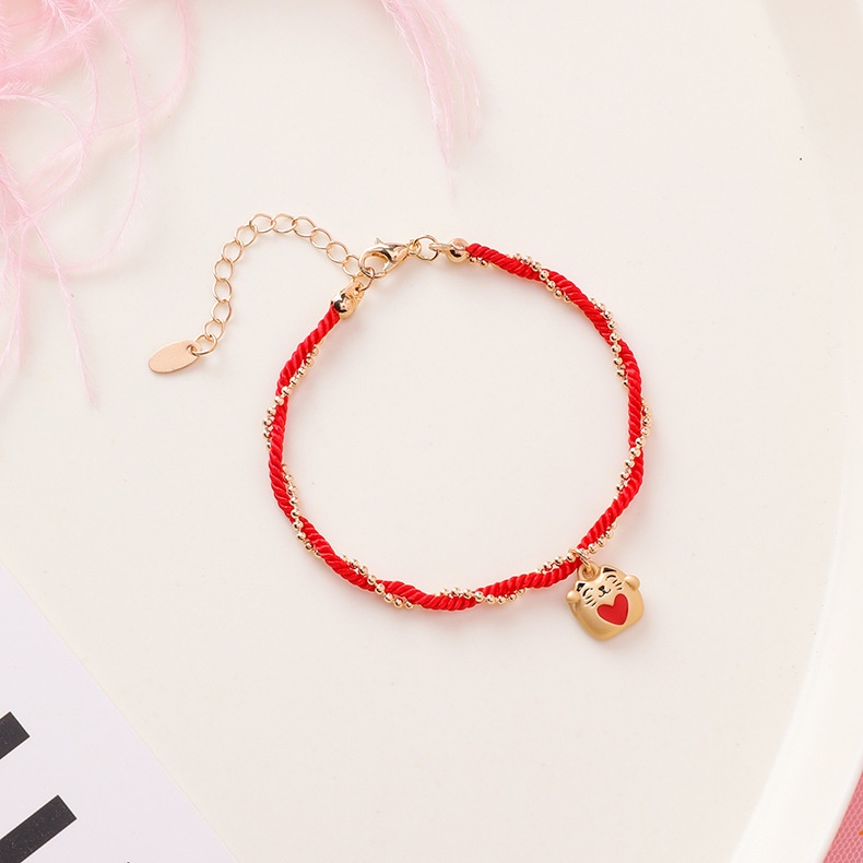 Xiaoboacc Gelang Tali Merah Tenun Gaya Etnik Fashion Wanita