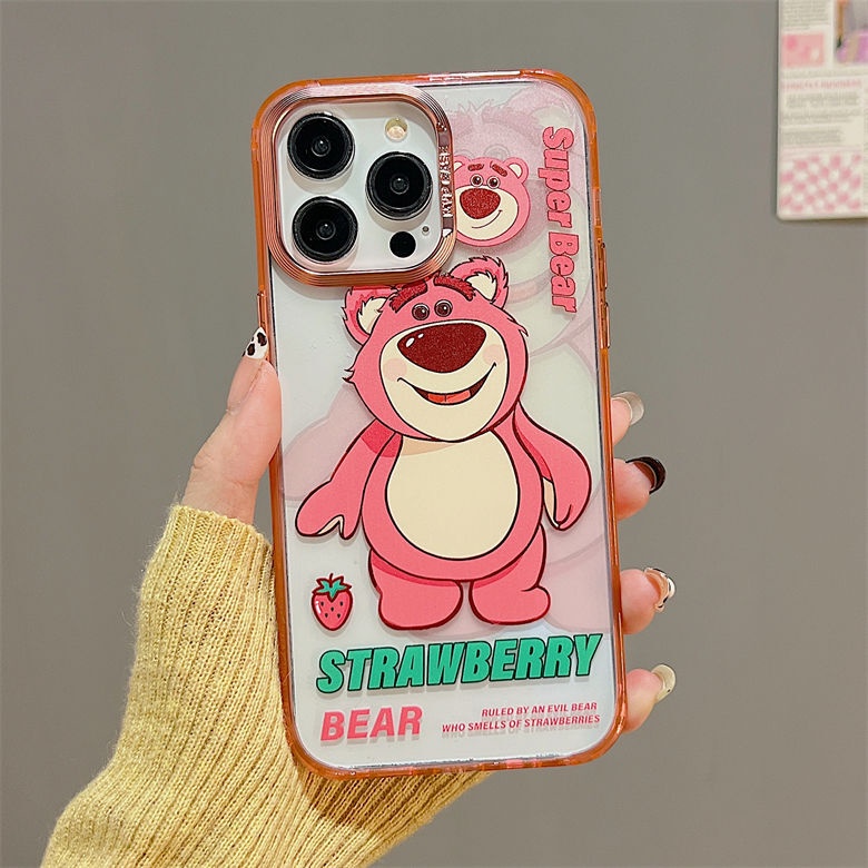 IPHONE Casing Ponsel Desain Kartun Stitzer Beruang Strawberry Electroplated Warna-Warni Kompatibel Dengan Iphone12 13 14 11 Pro Max Fdrt