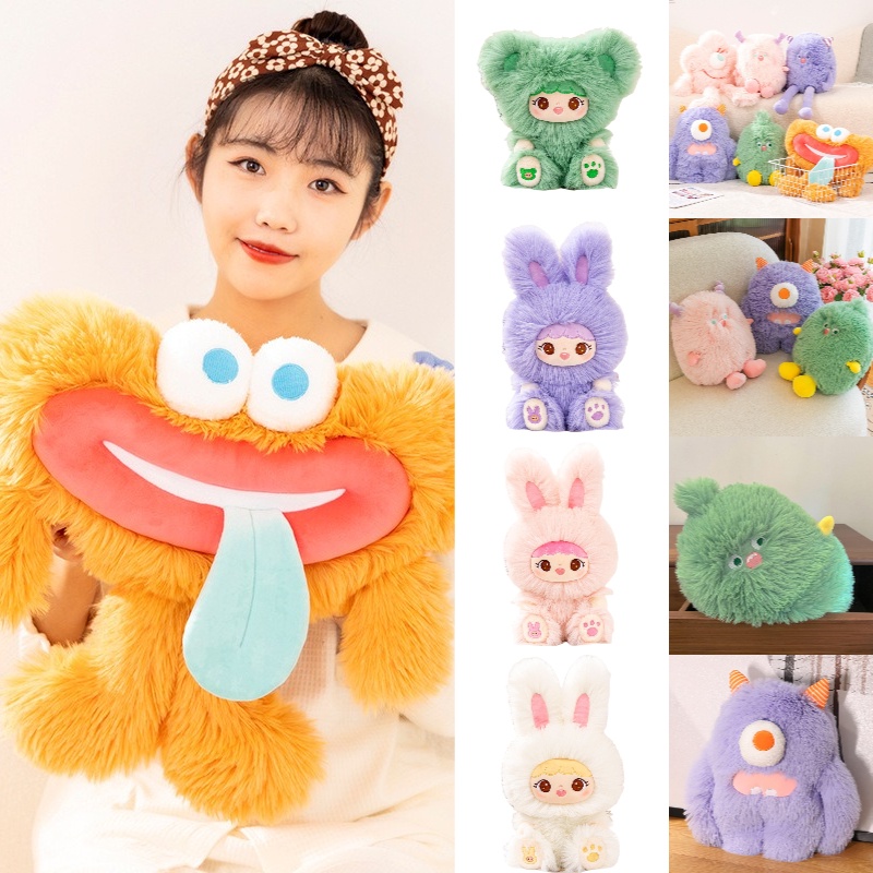 Monster Plushie Berkaki Panjang Cucu Kecil Dengan Bulu Warna Warni