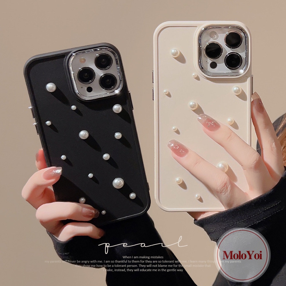 3d Pearl Electroplate Romantic Starry Sky Case Kompatibel Untuk IPhone 7Plus 13 14 12 Pro MAX 11 Pro MAX 14 7 8 Plus XR X 8plus XS MAX Mewah Simple Plating Shockproof Soft TPU Case