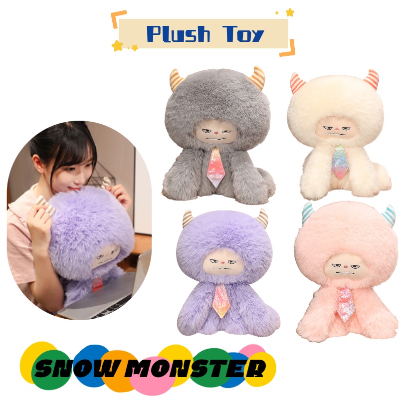 Mainan Bantal Boneka Monster Lucu Mewah Untuk Anak-Anak Bulu Halus Panjang, Gaya Kartun, Isian Katun Pp, Hadiah Yang Sempurna