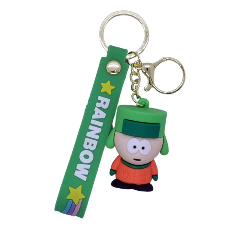 6-8 cm POP South Park Silikon Gantungan Kunci Gesper Tas Eric Kenny Kyle Stan Mobil Lucu Kartun Dekorasi Hadiah Anak