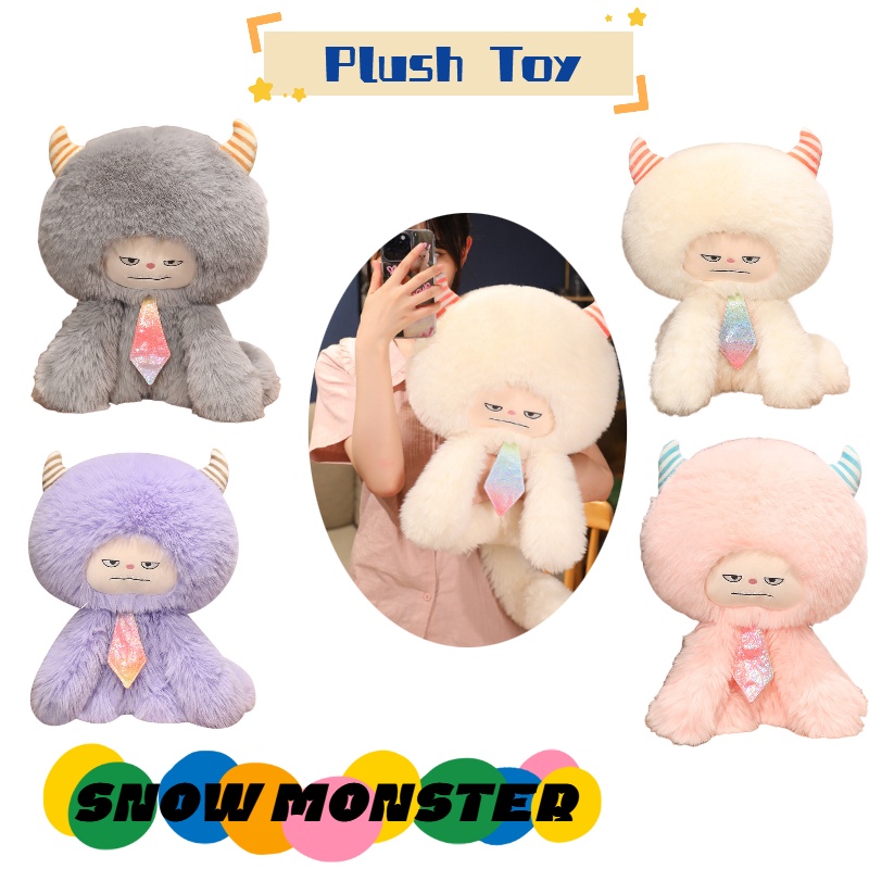 Mainan Bantal Boneka Monster Lucu Mewah Untuk Anak-Anak Bulu Halus Panjang, Gaya Kartun, Isian Katun Pp, Hadiah Yang Sempurna