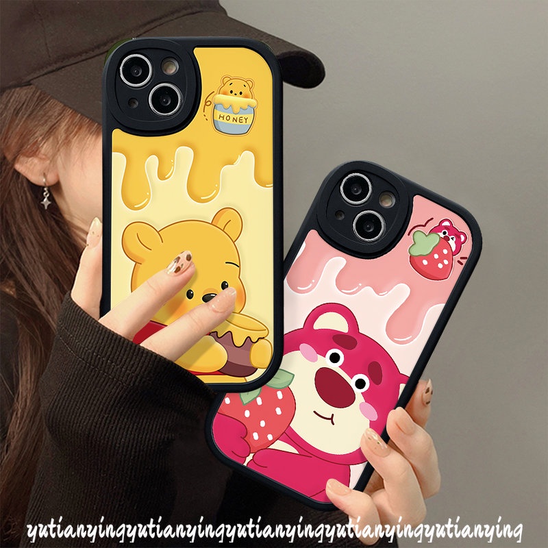Cartoon Strawberry Bear Lotso Couple Case For Infinix Smart 6 5 Hot 10 11 9 Play Note 8 Hot 11s 10s 10T Hot 10 Lite Cute Winnie The Pooh Soft Shockporoof Tpu Case