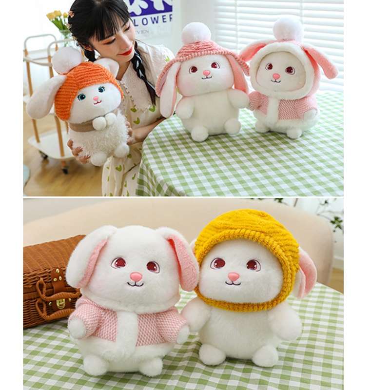 Adorable Rabbit Stuffed Animal Dengan Pilihan Topi Warna-Warni Untuk Anak Perempuan Ide Hadiah Sempurna