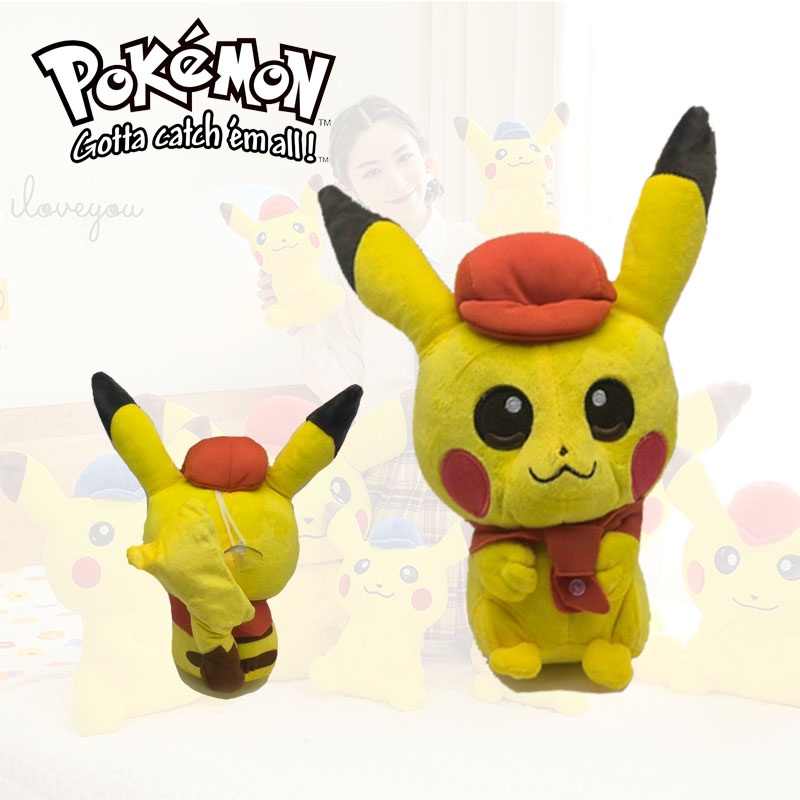 Topi Merah Menggemaskan Pikachu Plushie Ideal Untuk Fans Anime Pokemon, Pendek Mewah