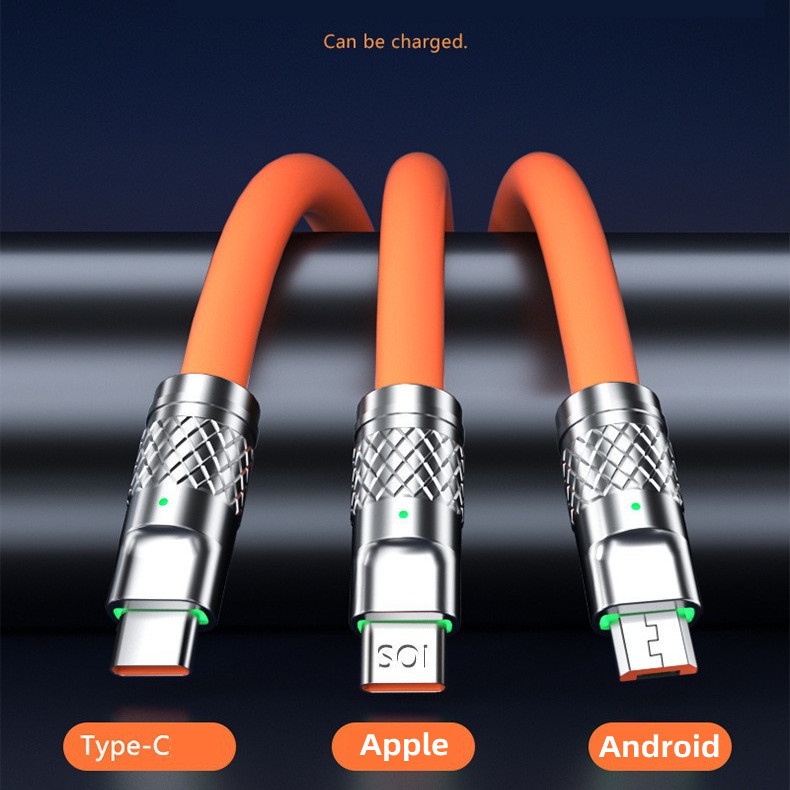 Kabel Data 3in1 120W 6A Super Fast Charging Dengan Lampu Indikator Soft LED