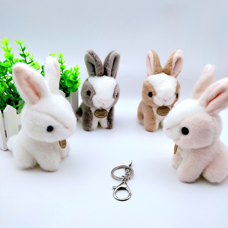 Bunny Stuffed Animal Keyring Fuzzy Plush Liontin Kelinci Untuk Ransel Tangan Dan Sekolah