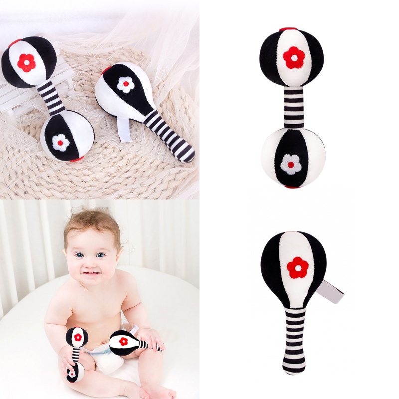 Serta Palu Pasir Hitam Newborn Putih Dumbbell Rattle Set Edukasi Untuk Dini