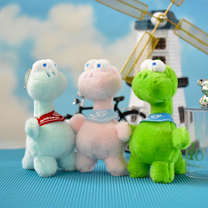 Liontin Gantungan Kunci Mainan Mewah Dinosaurus Bermata Besar Yang Menyenangkan Dan Menggemaskan