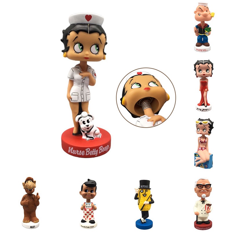 Betty Boop And Popeye Mainan Pvc Figure Boneka Kepala Goyang Lucu Dan Koleksi Untuk Fans