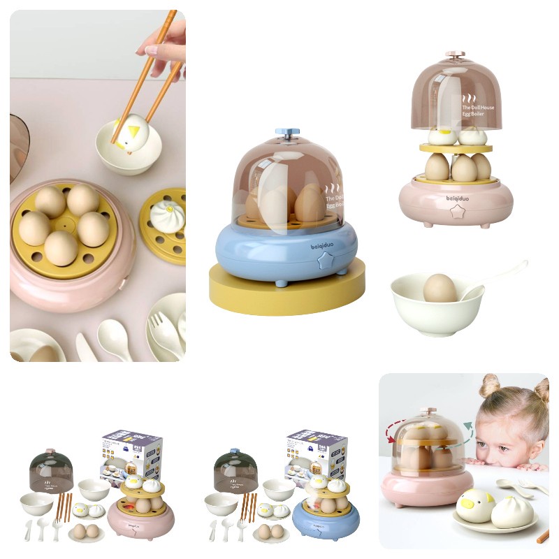 Playset Dapur Interaktif Dengan Alat Masak Realistis, Pengukus Telur Elektrik, Dan Pisau Buah Warna Warni