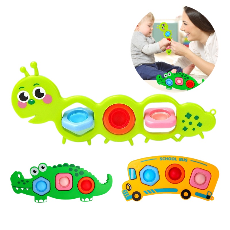 Mainan Bubble Pop Menghibur Set Buaya, Ulat, Dan Bus Sekolah