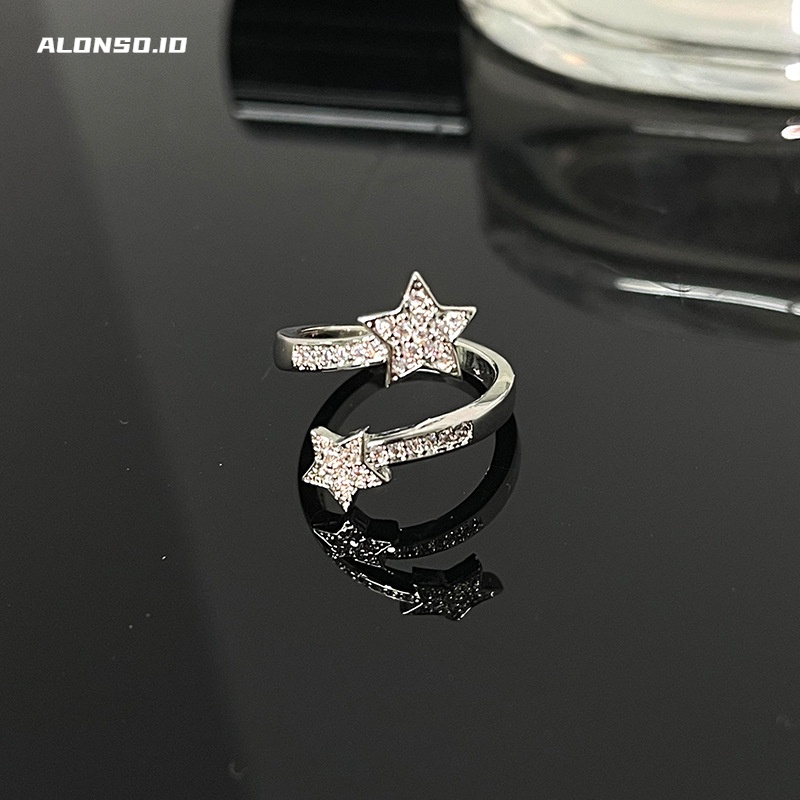 Cincin Bintang Zirkon Aksesoris Kepribadian Mewah Ringan Harajuku