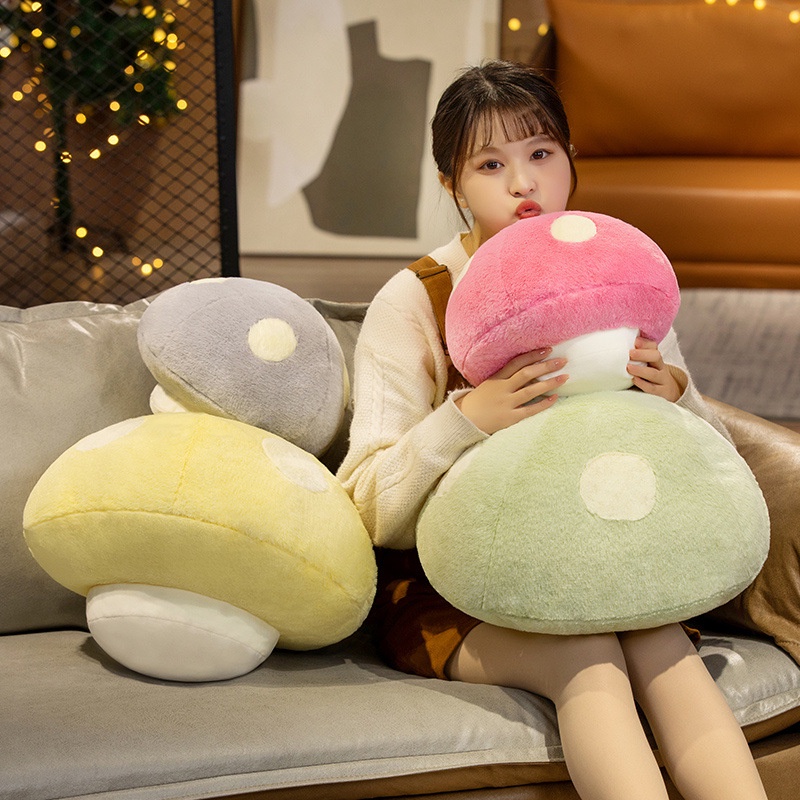 Plush Mushroom Stuffed Animal Bantal Bahan Plush Pendek Ultra-Lembut