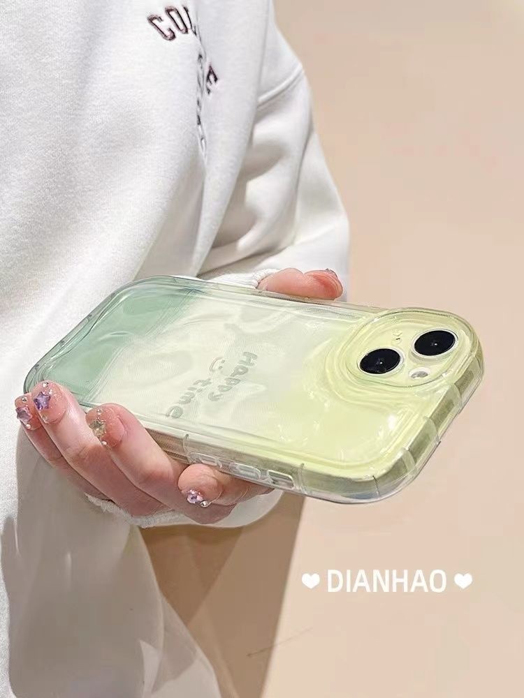 IPHONE Minimalist Ins Gradient Green Meteorite Pattern Chain Design Phone Case Kompatibel Dengan Iphone12 13 14 11 Pro Max X Xs Max Xr Jjhy