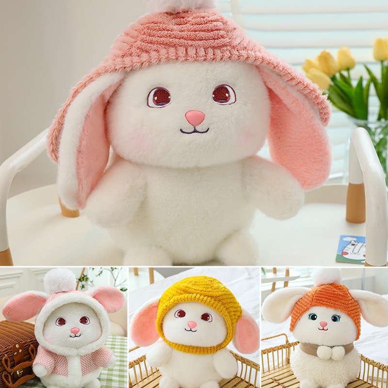 Adorable Rabbit Stuffed Animal Dengan Pilihan Topi Warna-Warni Untuk Anak Perempuan Ide Hadiah Sempurna
