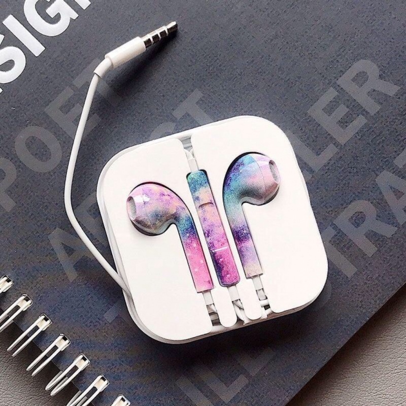 Fashion Color Cute In-ear Headphones 3.5mm Jack Headphone Kabel Dengan Mikrofon