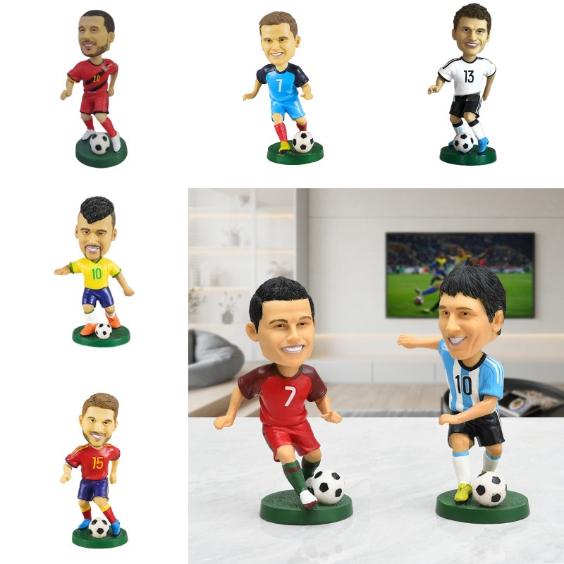 Bobbleheads Pemain Sepak Bola Resin 18cm Trendy Dan Kreatif Untuk Dekorasi Rumah Dan Kantor