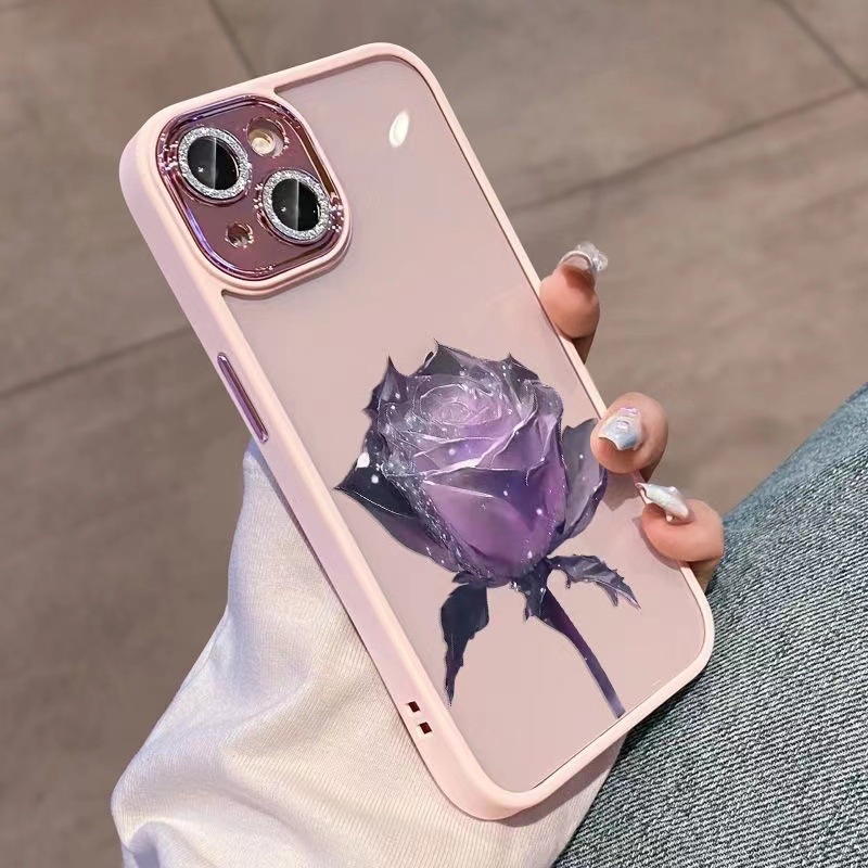 IPHONE Mawar Kristal Ajaib Untuk Casing Ponsel Iphone14 13 12 11 Promax Cangkang Ponsel Perempuan TPU All-inclusive Dengan Film Lensa