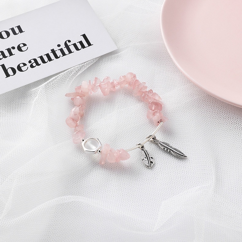Xiaoboacc Gelang Batu Tidak Teratur Fashion Korea Untuk Wanita Gaya Etnik Retro Manik-Manik Bulu Bangles