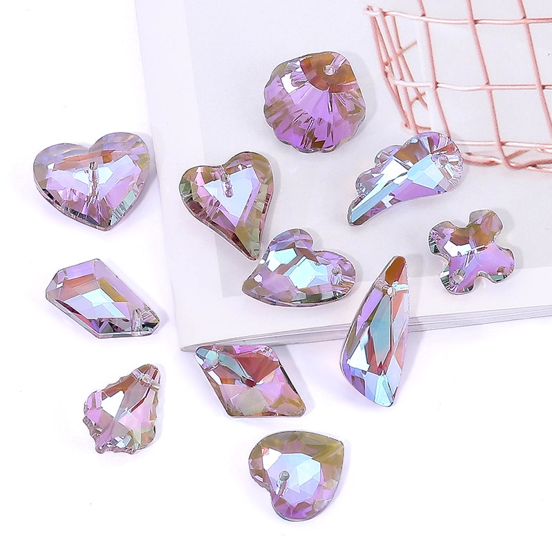 Charming Crystal Pendant Multi Shaped Rhinestone Pendant Kristal Perhiasan Aksesoris Kerajinan Batu Untuk Membuat Anting Gelang