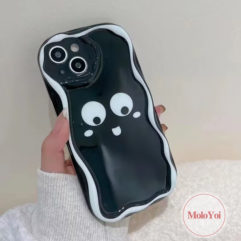 Case Motif Leopard Hitam Putih Simple Kompatibel Untuk IPhone 7Plus XR X XS Max11 12 13 14 Pro Max7 6 8 6s Plus SE 2020 3D Wavy Curved Edge Soft Cover