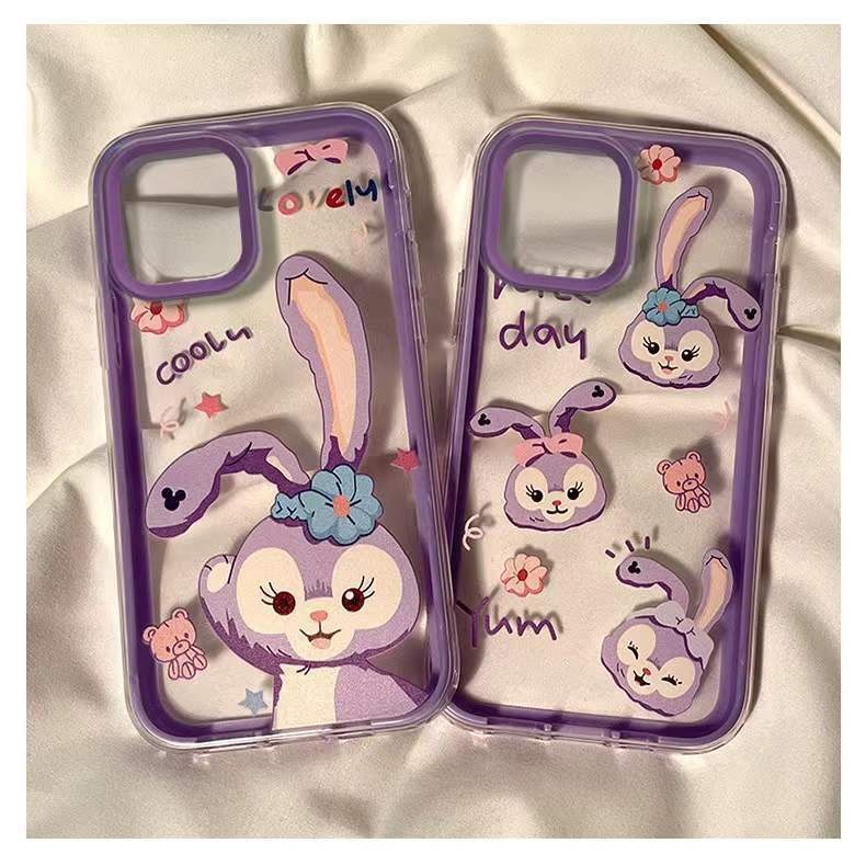 IPHONE Casing Ponsel Desain Bintang Melambai Tepi Ungu Transparan Three In One Kompatibel Dengan Iphone12 13 14 11 Pro Max X Xs Max Xr Gfrtf