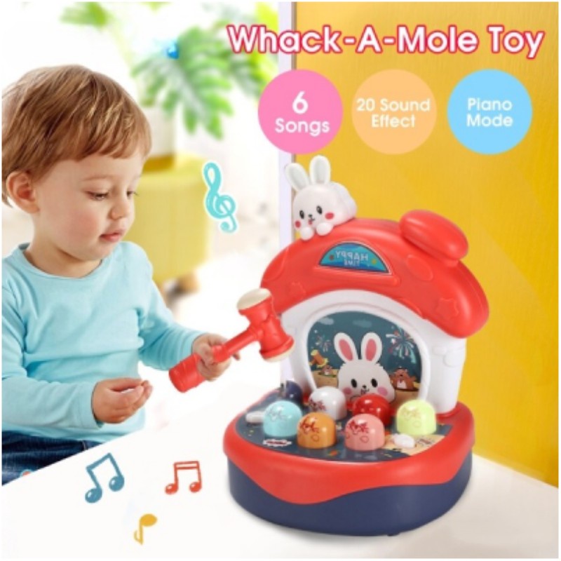 Mainan Mencambuk-a-Mole Multi Fungsi Dengan Suara Cahaya Musik Hadiah Edukasi Bayi