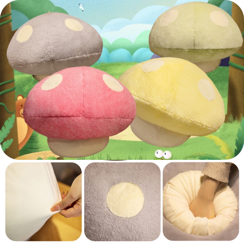 Plush Mushroom Stuffed Animal Bantal Bahan Plush Pendek Ultra-Lembut