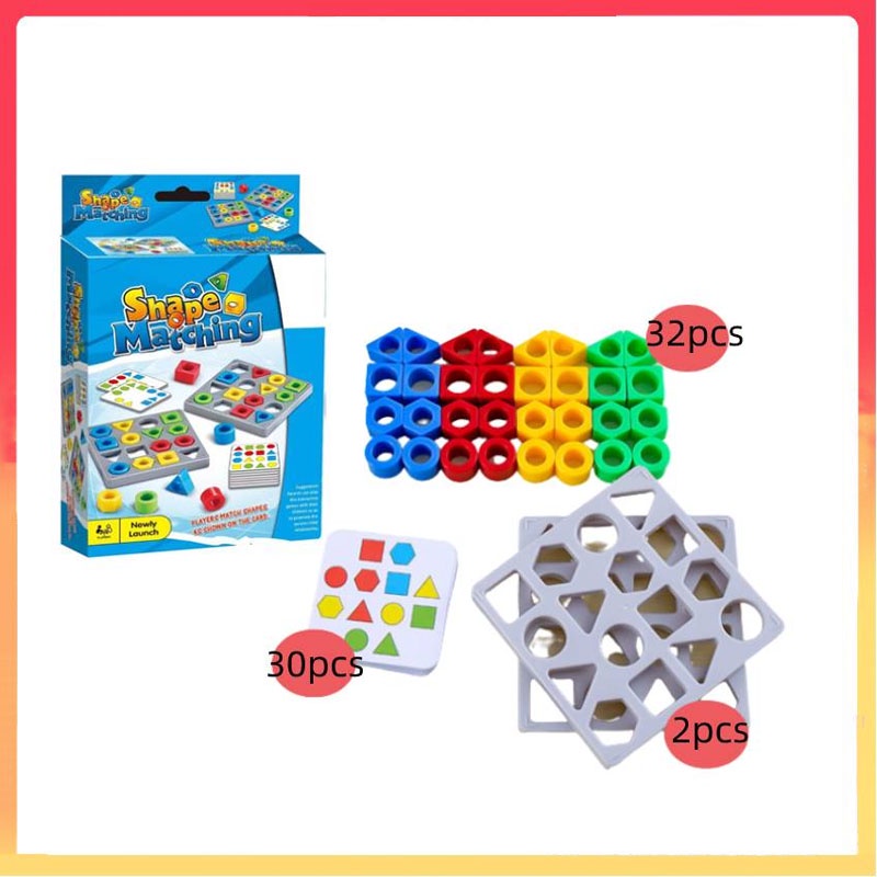 Double Color Matching Geometric Building Block Board Permainan Bentuk Serasi Puzzle