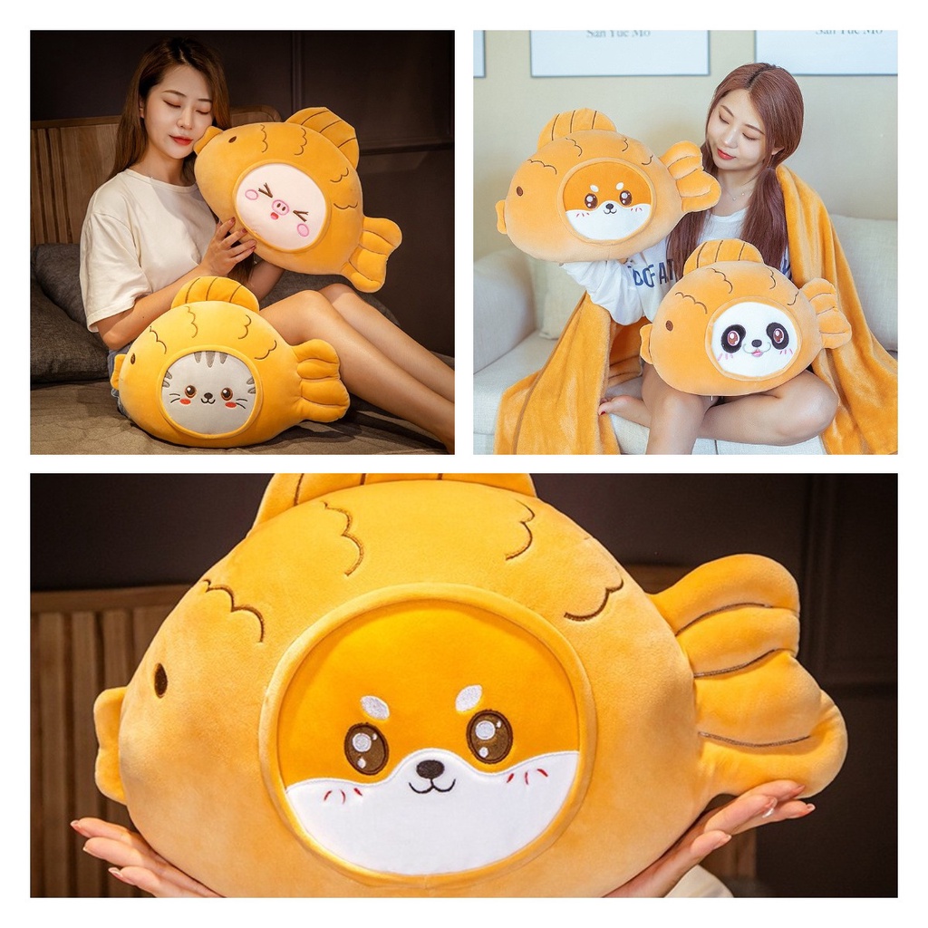 Bantal Ikan Lembut Dan Empuk Untuk Anak-Anak Desain Kartun Menggemaskan, Dibuat Dengan Isian Super Lembut Dan Kain Plush Melar, Bagus Untuk Napping Dan Santai