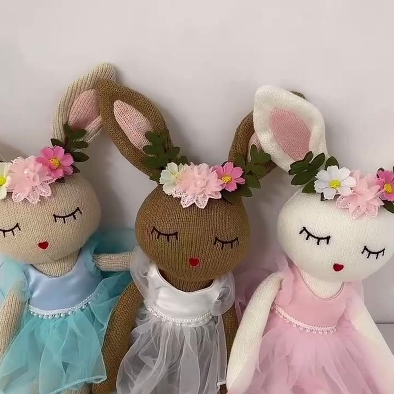 Boneka Kelinci Rajut Kunsi Lembut Dan Cuddly Mainan Mewah Hadiah Ideal Untuk Anak Perempuan Ukuran 35cm Non-Multifungsi