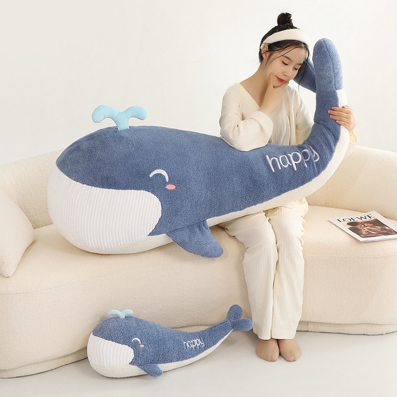 Boneka Plush Ikan Paus Besar Dan Dapat Di Peluk Dengan Kemasan Jaring Cocok Untuk Segala Usia Dan Keperluan