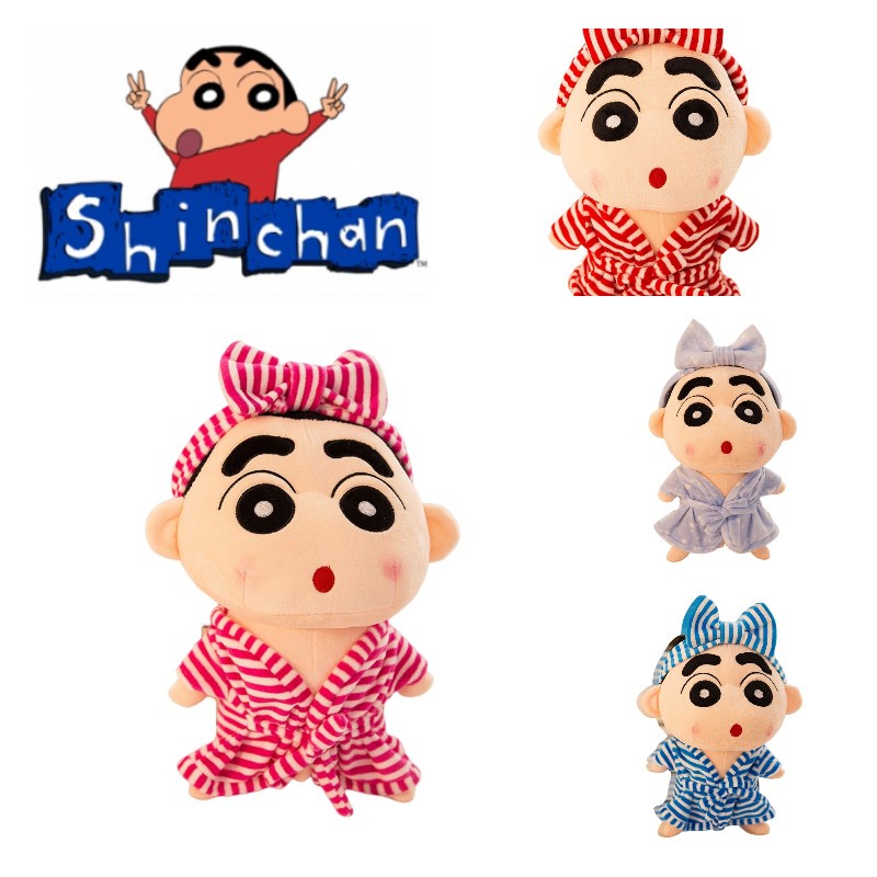 Bantal Boneka Binatang Crayon Shin-chan Adorable Dengan Gaya Garis-Garis Dan Starry