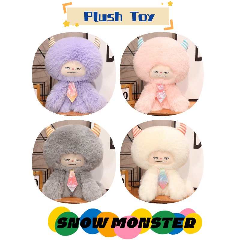 Mainan Bantal Boneka Monster Lucu Mewah Untuk Anak-Anak Bulu Halus Panjang, Gaya Kartun, Isian Katun Pp, Hadiah Yang Sempurna
