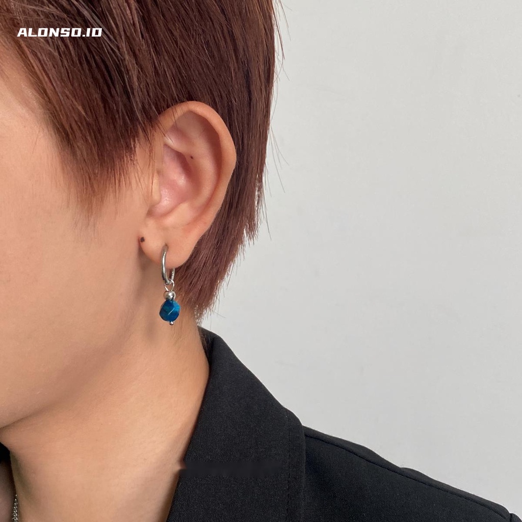 Anting Biru Aksesoris Fashion Kepribadian Sederhana