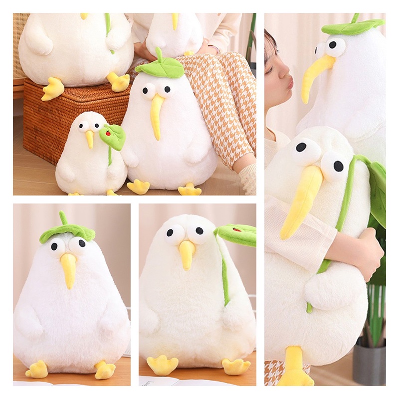 Plushie Burung Kiwi Lucu Dengan Topi Mainan Lembut Pendek Mewah Isi Bahan Katun Pp Untuk Dekorasi Kamar