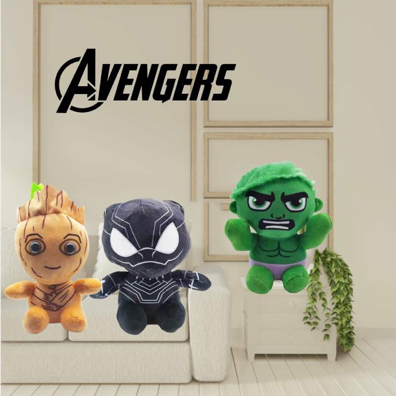 Mainan Plush Dari Black Panther, Hulk, Dan Groot Dengan Bahan Kain Katun Pp Lembut