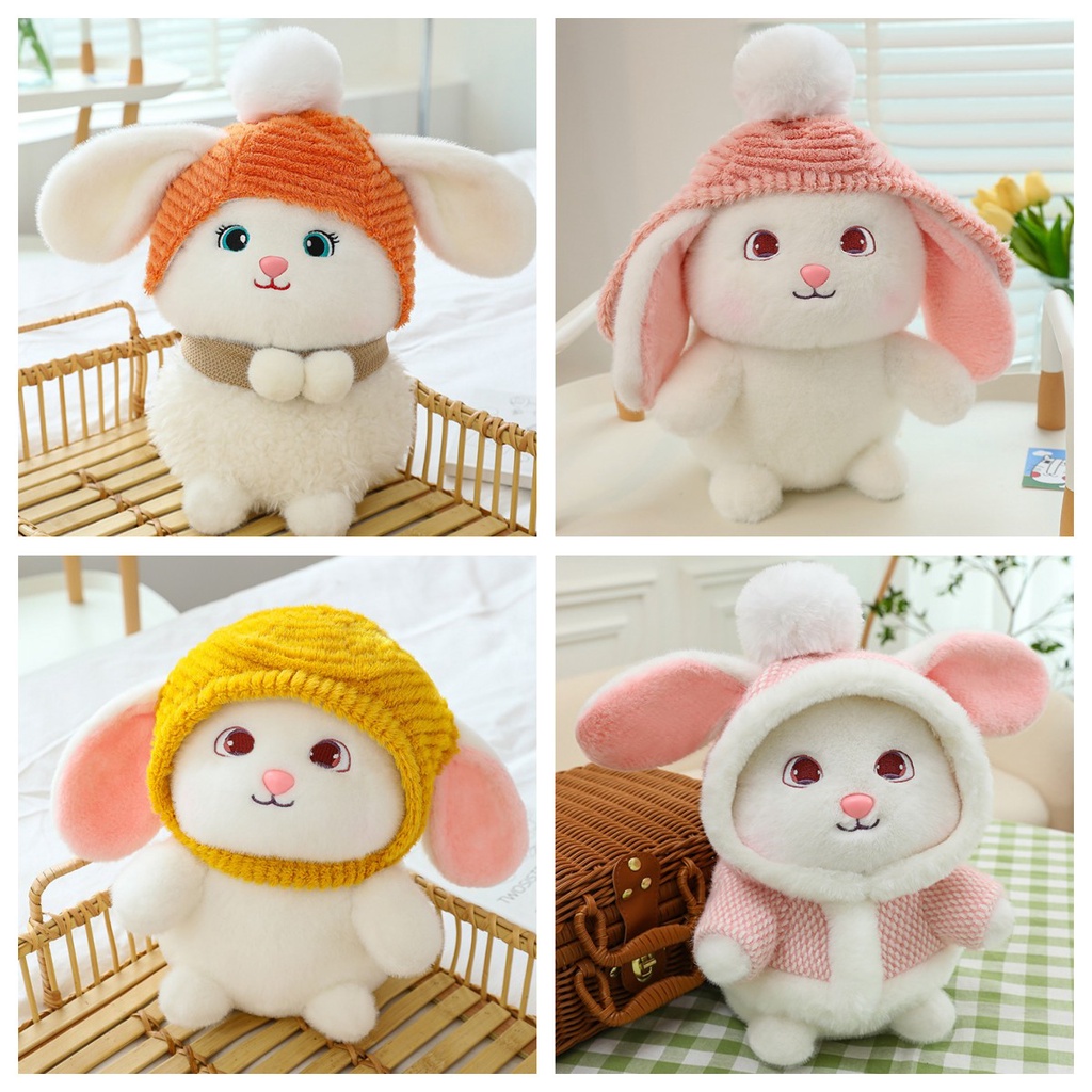 Adorable Rabbit Stuffed Animal Dengan Pilihan Topi Warna-Warni Untuk Anak Perempuan Ide Hadiah Sempurna