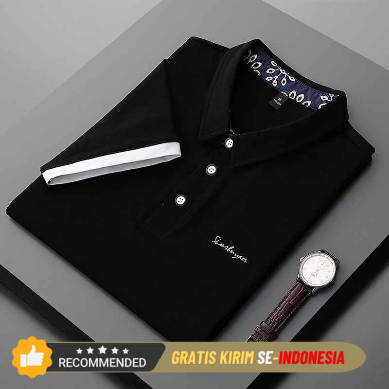 Kaos Polo Kerja Pria Premium T-shirt pendek baju pria Polo musim panas bisnis biasa baju budaya laki